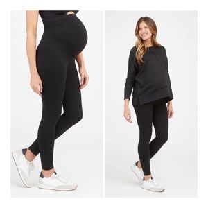 Spanx Maternity High Waisted Look At Me Now Seamless Leggings-Port Navy-Large